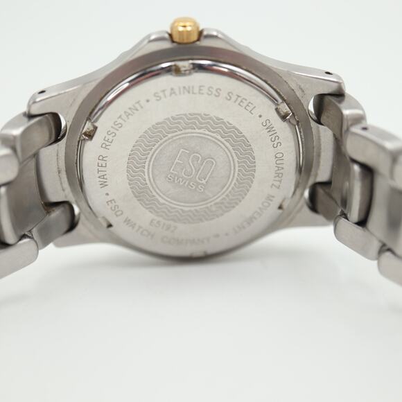 ESQ Swiss Watch Men 36mm Two Tone Date Glitter Dial Stainless Steel New Battery - Picture 16 of 16
